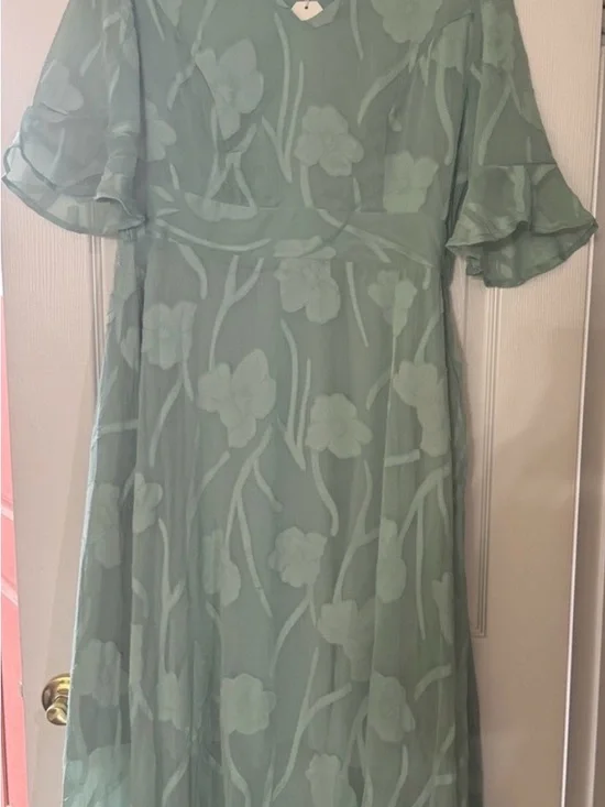 Sage Green V-Neck Floral Maxi Dress - Picture 4 of 7